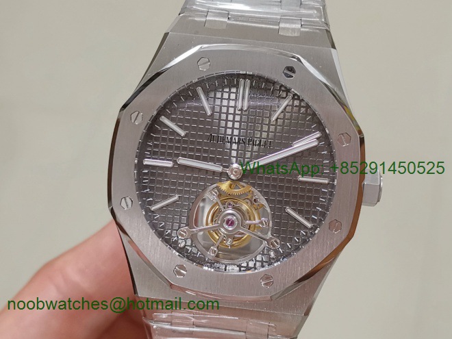 Replica Audemars Piguet AP Royal Oak Tourbillon Extra-thin SS JF 1:1 Best Edition Gray Dial