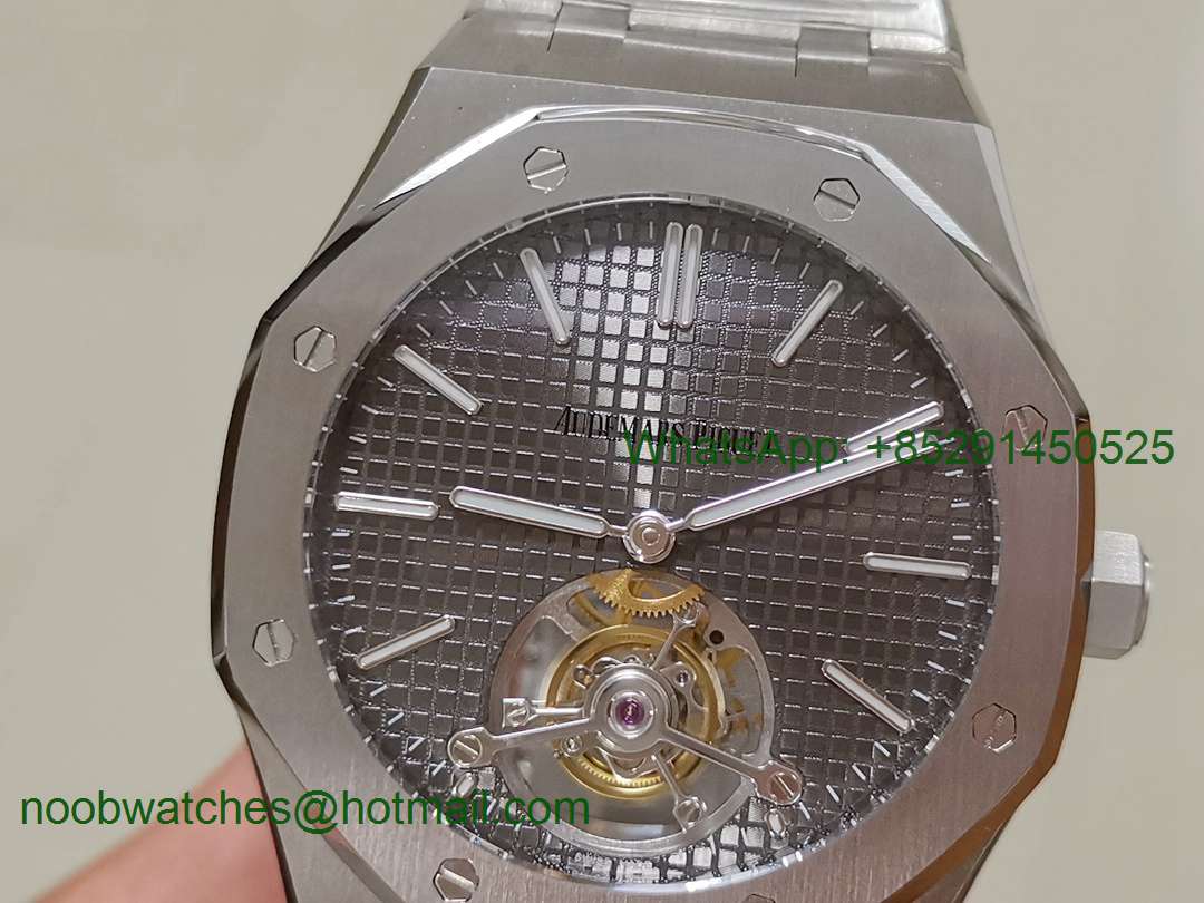 Replica Audemars Piguet AP Royal Oak Tourbillon Extra-thin SS JF 1:1 Best Edition Gray Dial