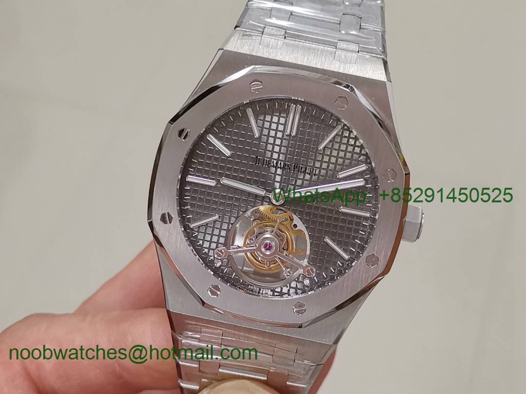 Replica Audemars Piguet AP Royal Oak Tourbillon Extra-thin SS JF 1:1 Best Edition Gray Dial