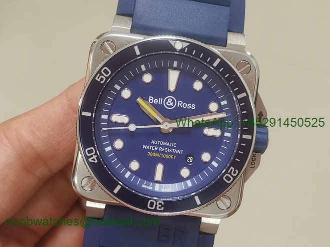 Replica Bell Ross BR03-92 Diver SS OXF 1:1 Best Edition Blue Dial MIYOTA 9015 (Free Leather)