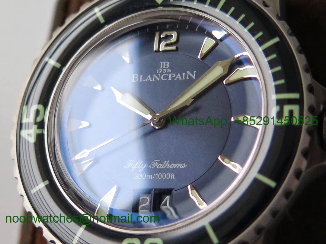 Replica Blancpain Fifty Fathoms Grande Date Blue Titanium HGF Best Edition Blue Dial A23J