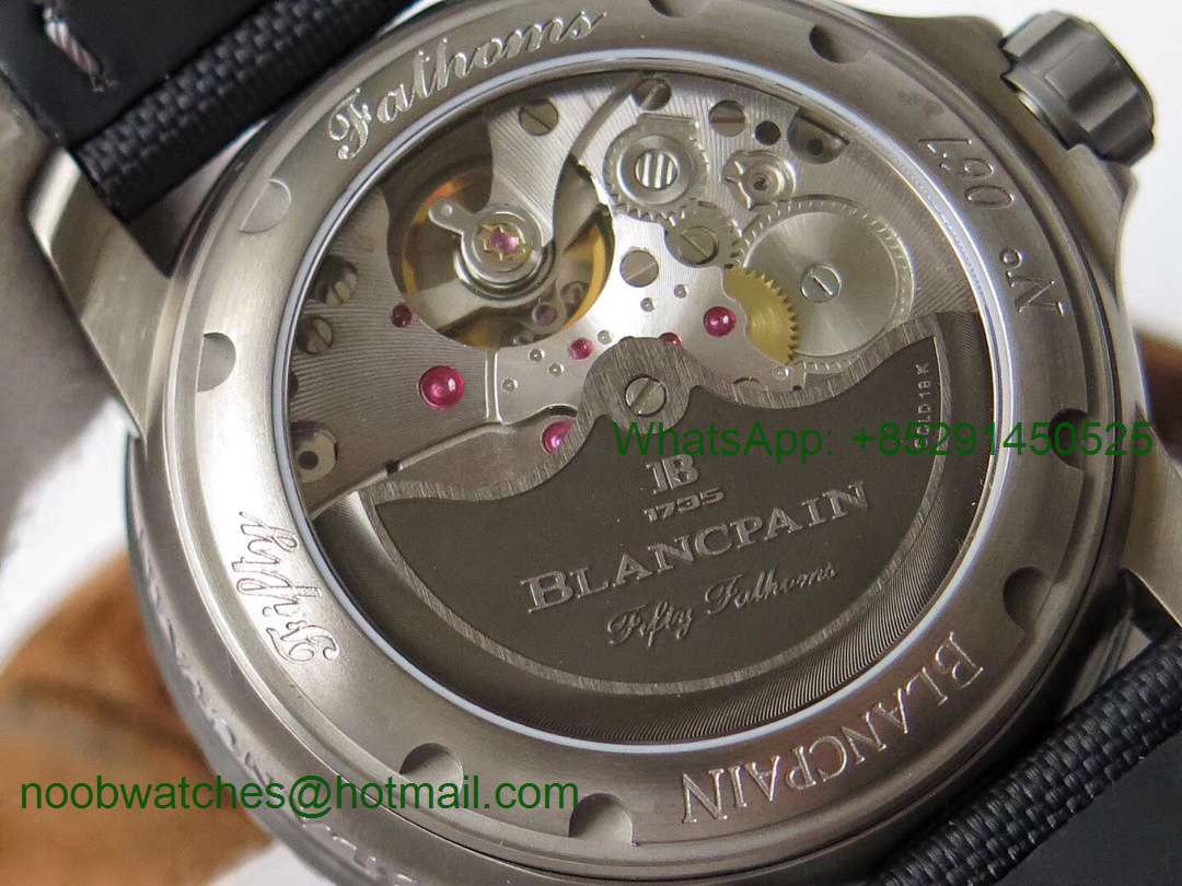 Replica Blancpain Fifty Fathoms Grande Date Black Titanium HGF Best Edition Black Dial A23J