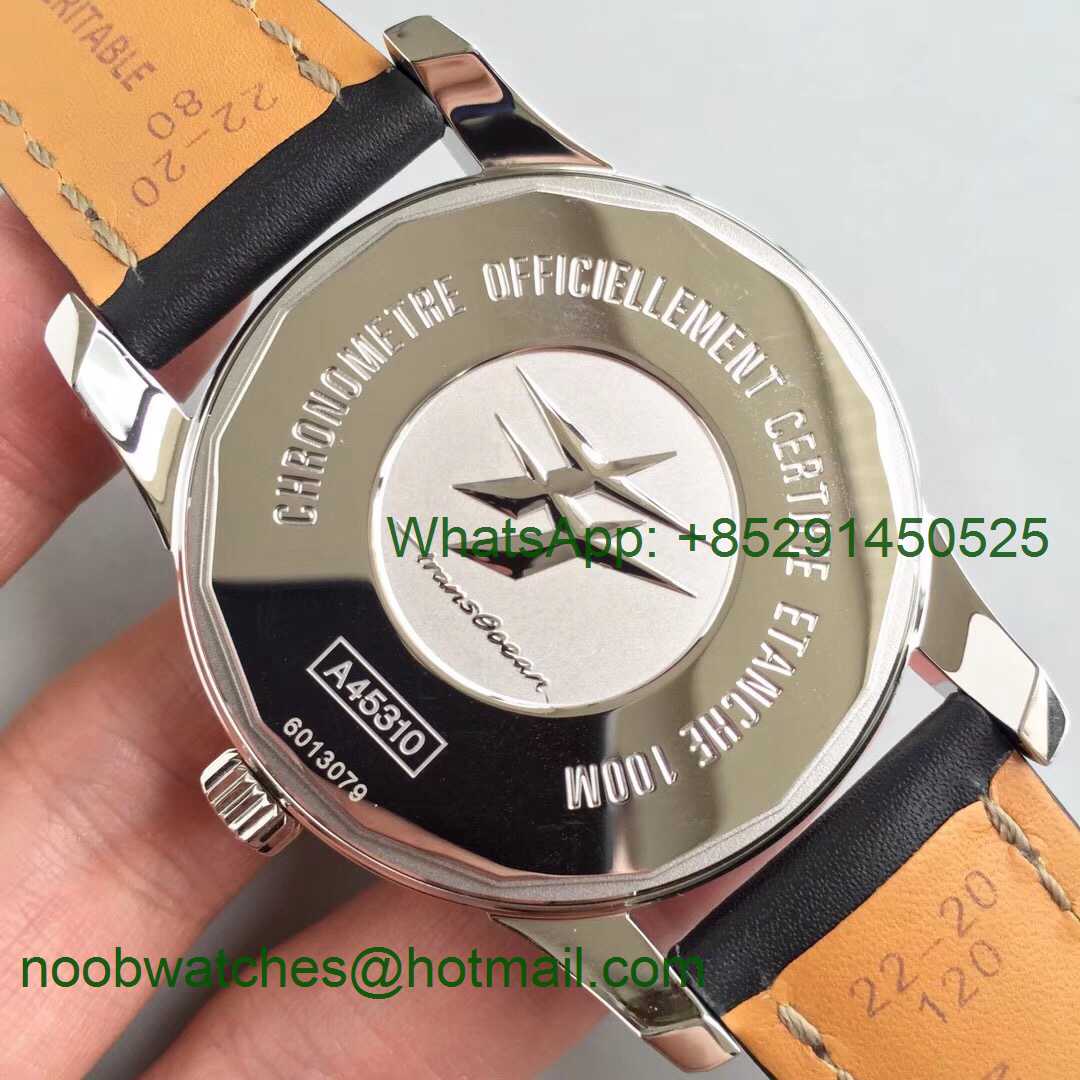 Replica Breitling Transocean Day & Date Automatic SS Black Dial on Black Leather Strap A2836
