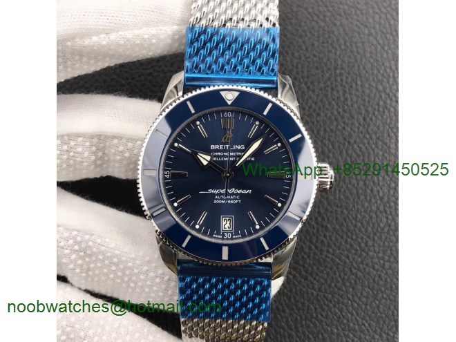 Replica Breitling SuperOcean Heritage ii 42mm GF 1:1 Best Edition Blue Dial Mesh Bracelet A2824 V2