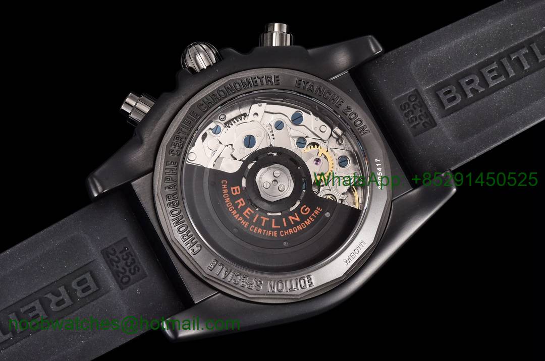 Replica Breitling Chronomat 44mm Blacksteel Orange GF 1:1 Best Edition Black Dial A7750
