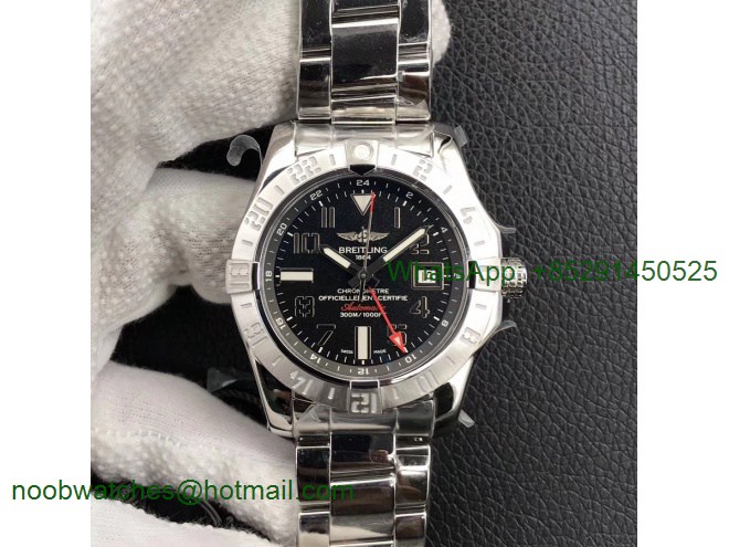 Replica Breitling Avenger GMT SS GF 1:1 Best Edition Black Dial Roman Markers A2836 V2