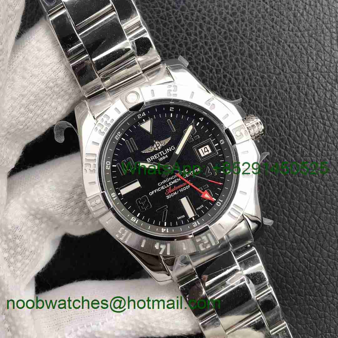Replica Breitling Avenger GMT SS GF 1:1 Best Edition Black Dial Roman Markers A2836 V2