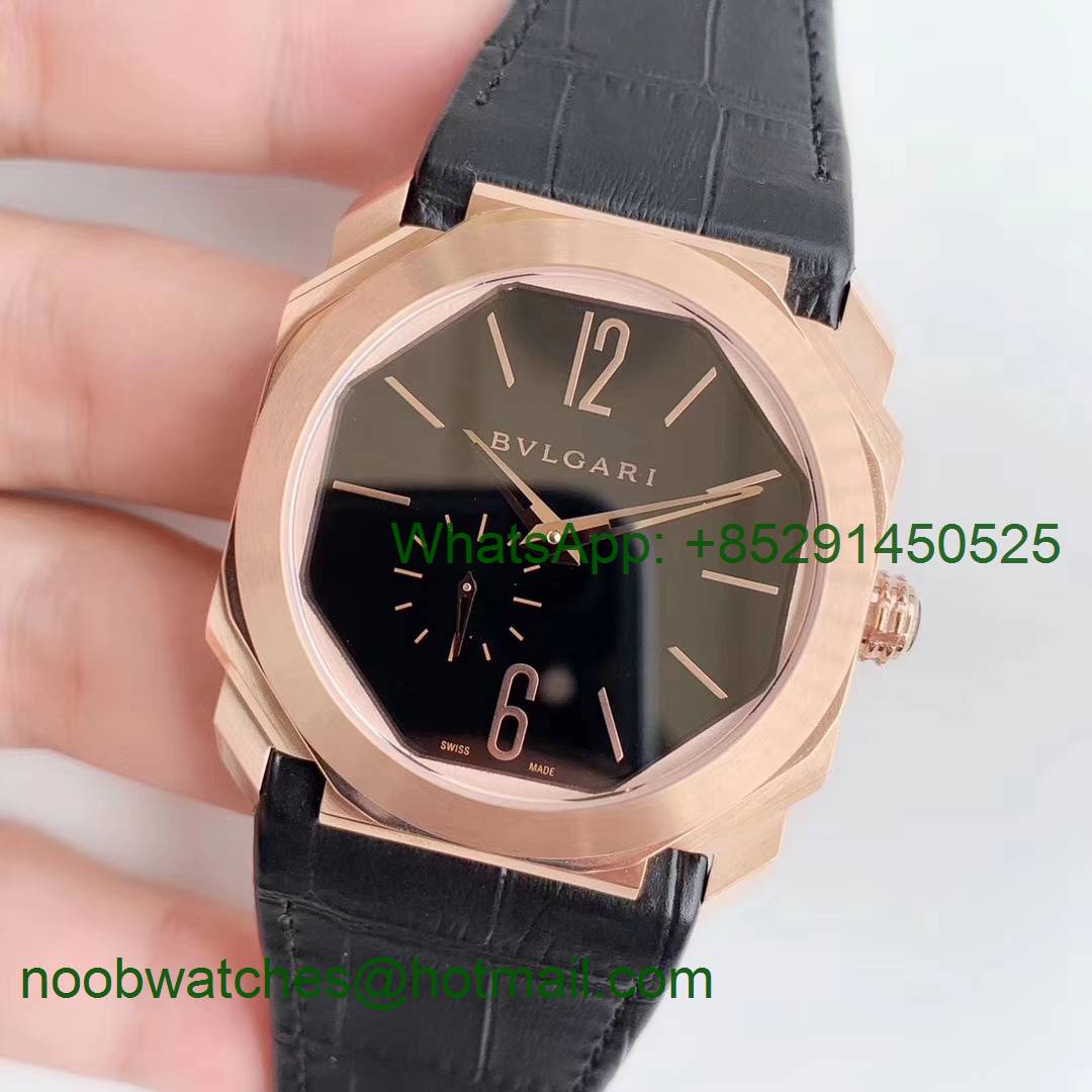 Replica Bvlgari Octo Finissimo Automatique Rose Gold OXF Best Edition Black Dial A138 Micro Rotor