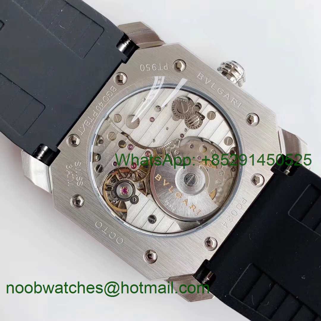 Replica Bvlgari Octo Finissimo Automatique Titanium OXF Best Edition Light Gray Dial on Leather A138 Micro Rotor