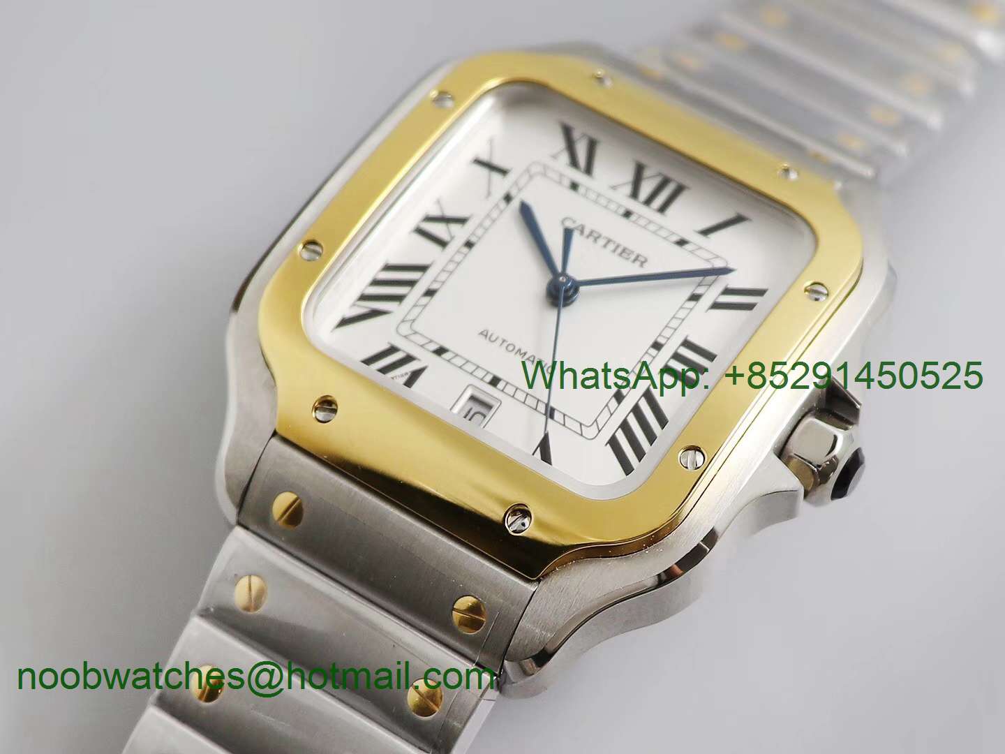 Replica Cartier Santos de Cartier 40mm SS/Yellow Gold 2018 BVF 1:1 Best White Dial SmartLinks Bracelet MIYOTA 9015 V2