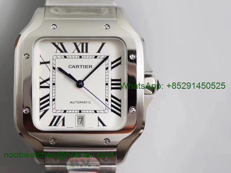 Replica Cartier Santos de Cartier 40mm 2018 BVF 1:1 Best Edition White Dial on SS SmartLinks Bracelet MIYOTA 9015 V2