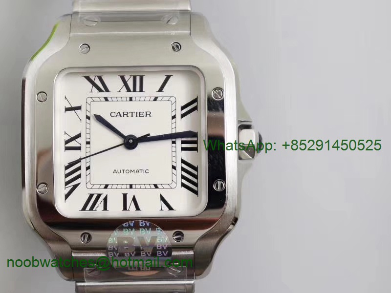 Replica Cartier Santos de Cartier 35mm 2018 V6F 1:1 Best Edition White Dial on SS SmartLinks Bracelet MIYOTA 9015 V2