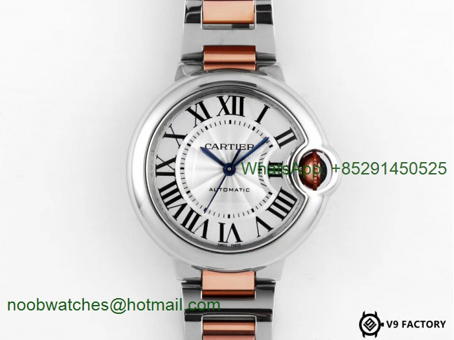 Replica Cartier Ballon Bleu 36mm SS/Rose Gold Thick Wrapped Gold V9F 1:1 Best Edition White Dial Cal.076
