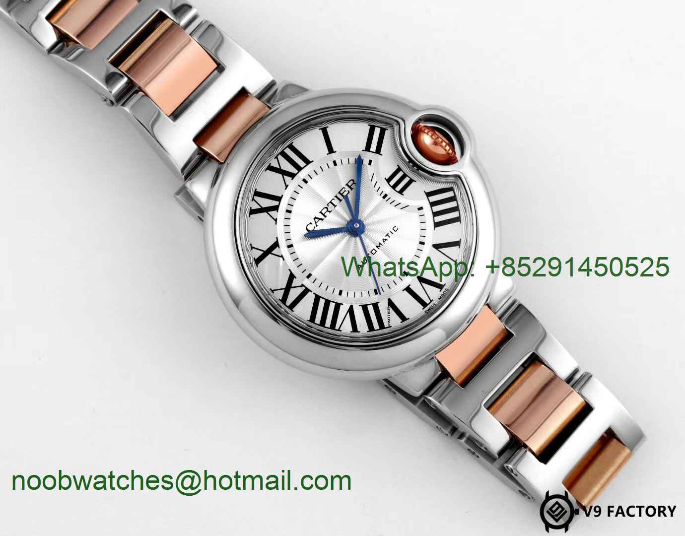 Replica Cartier Ballon Bleu 36mm SS/Rose Gold Thick Wrapped Gold V9F 1:1 Best Edition White Dial Cal.076