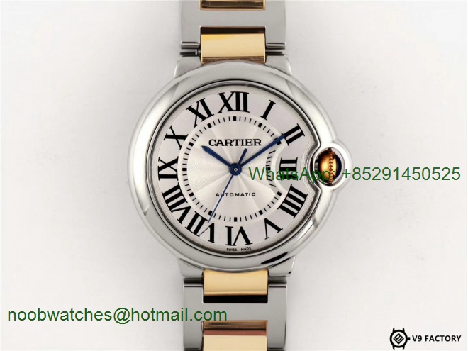 Replica Cartier Ballon Bleu 36mm SS/Yellow Gold Thick Wrapped Gold V9F 1:1 Best Edition White Dial Cal.076