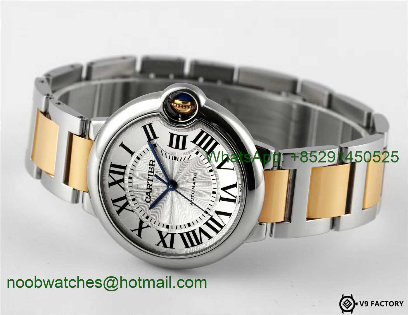 Replica Cartier Ballon Bleu 36mm SS/Yellow Gold Thick Wrapped Gold V9F 1:1 Best Edition White Dial Cal.076
