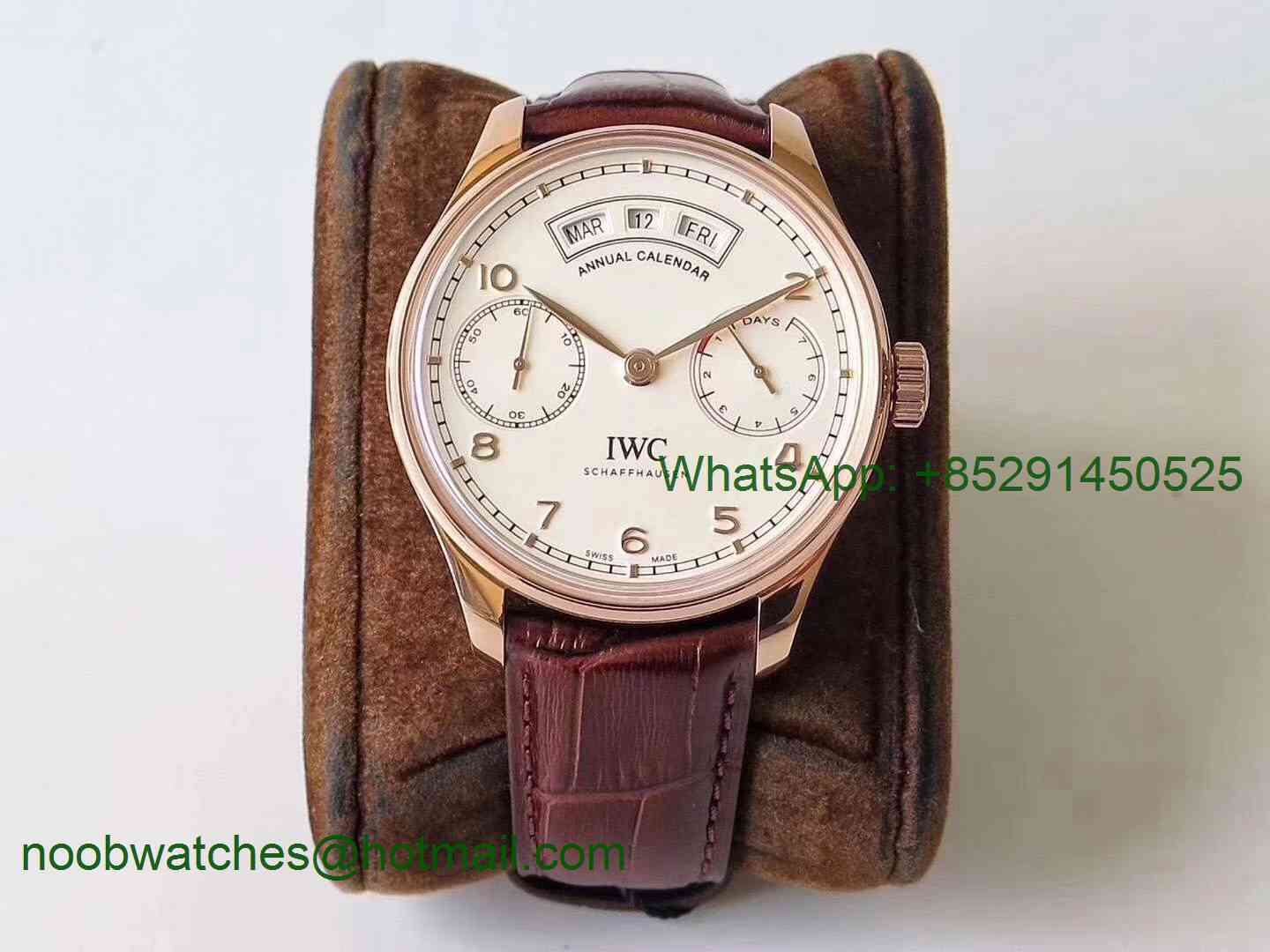 Replica IWC Portuguese Real Power Reserve Real Annual Calendar Rose GOLD IW5035 ZF 1:1 Best Edition White Dial A52850 V2