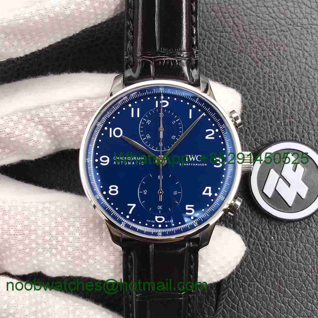 Replica IWC Portuguese Chronograph Edition 150 Years IW371601 ZF 1:1 Best Edition Blue Dial A7750 (Slim Movement)