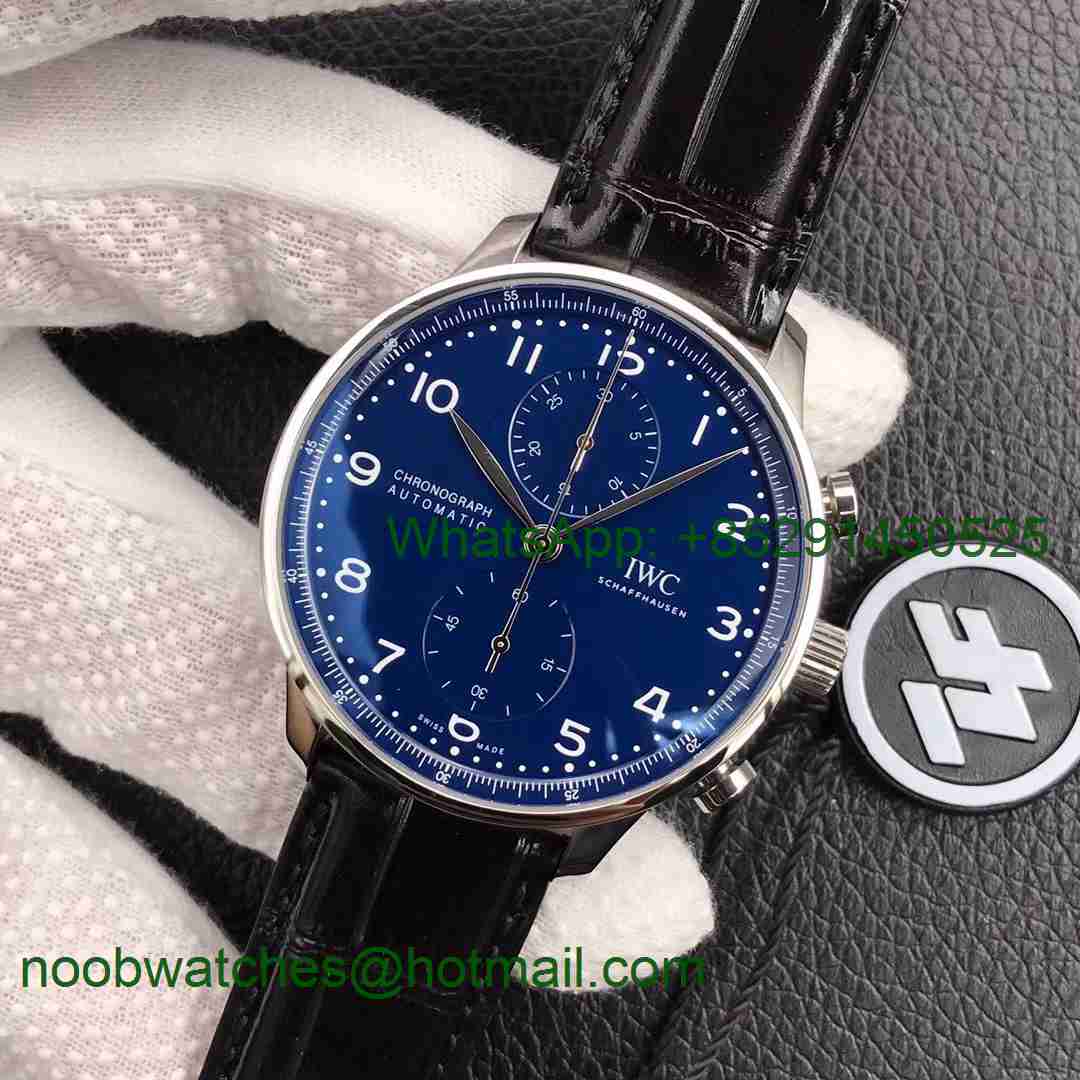 Replica IWC Portuguese Chronograph Edition 150 Years IW371601 ZF 1:1 Best Edition Blue Dial A7750 (Slim Movement)