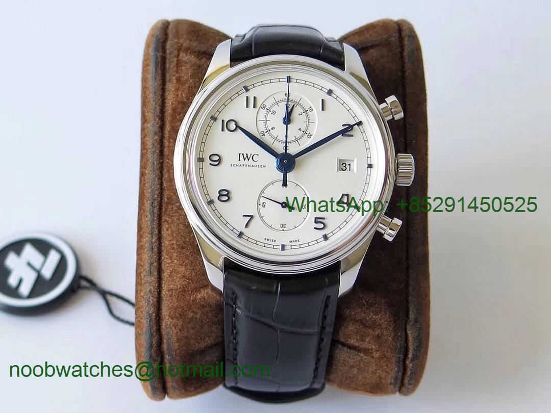 Replica IWC Portuguese Chrono Classic 42 IW390302 ZF 1:1 Best Edition White Dial Blue Markers A7750
