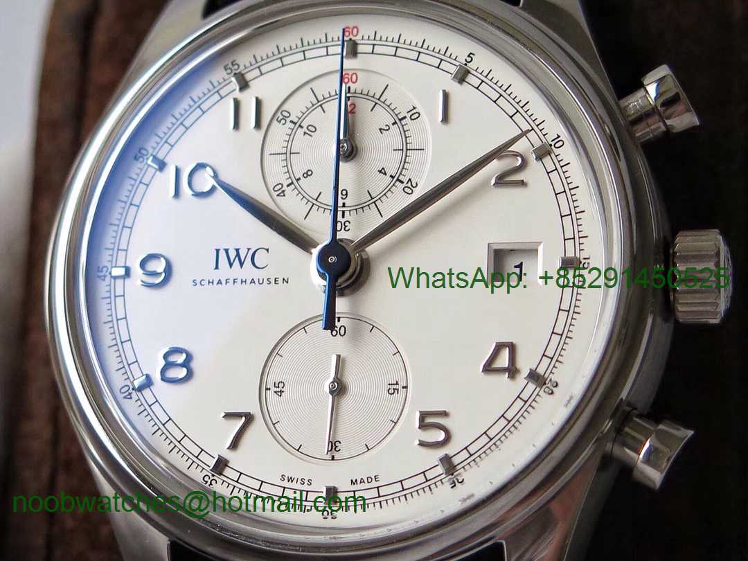 Replica IWC Portuguese Chrono Classic 42 IW390403 ZF 1:1 Best Edition White Dial Blue Hand Strap A7750