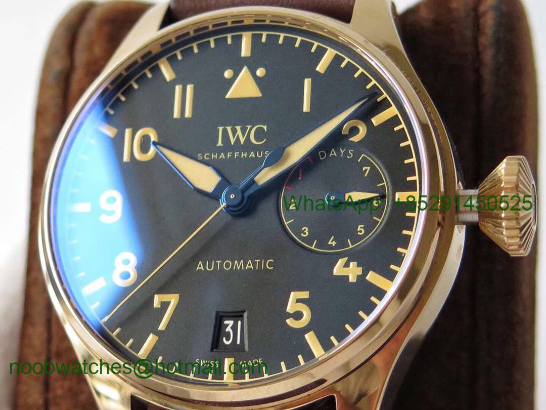 Replica IWC Big Pilot IW501005 Real Bronze ZF 1:1 Best Edition Black Dial on Brown Leather Strap A52000