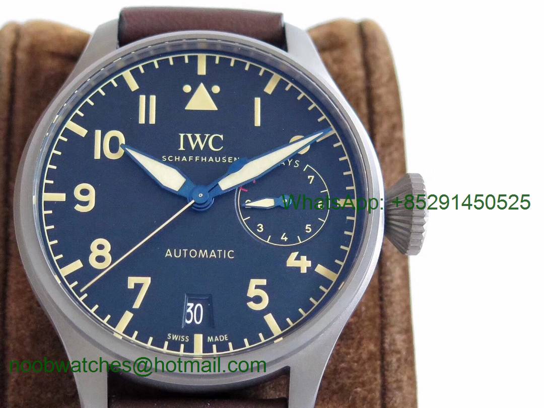 Replica IWC Big Pilot IW501004 Titanium ZF 1:1 Best Edition Black Dial on Brown Leather Strap A52110