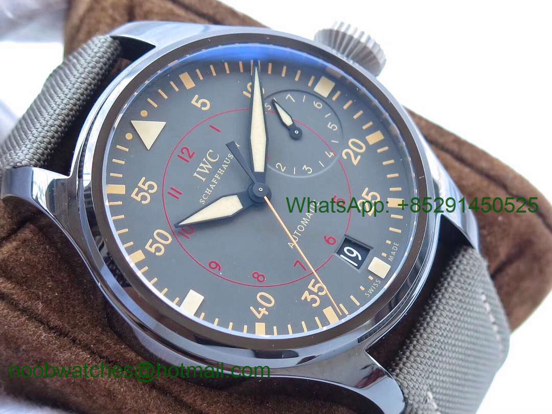 Replica IWC Big Pilot Real Power Reserve 48mm IW501902 Real Ceramic ZF 1:1 Best Edition on Green Nylon Strap A51111 V2