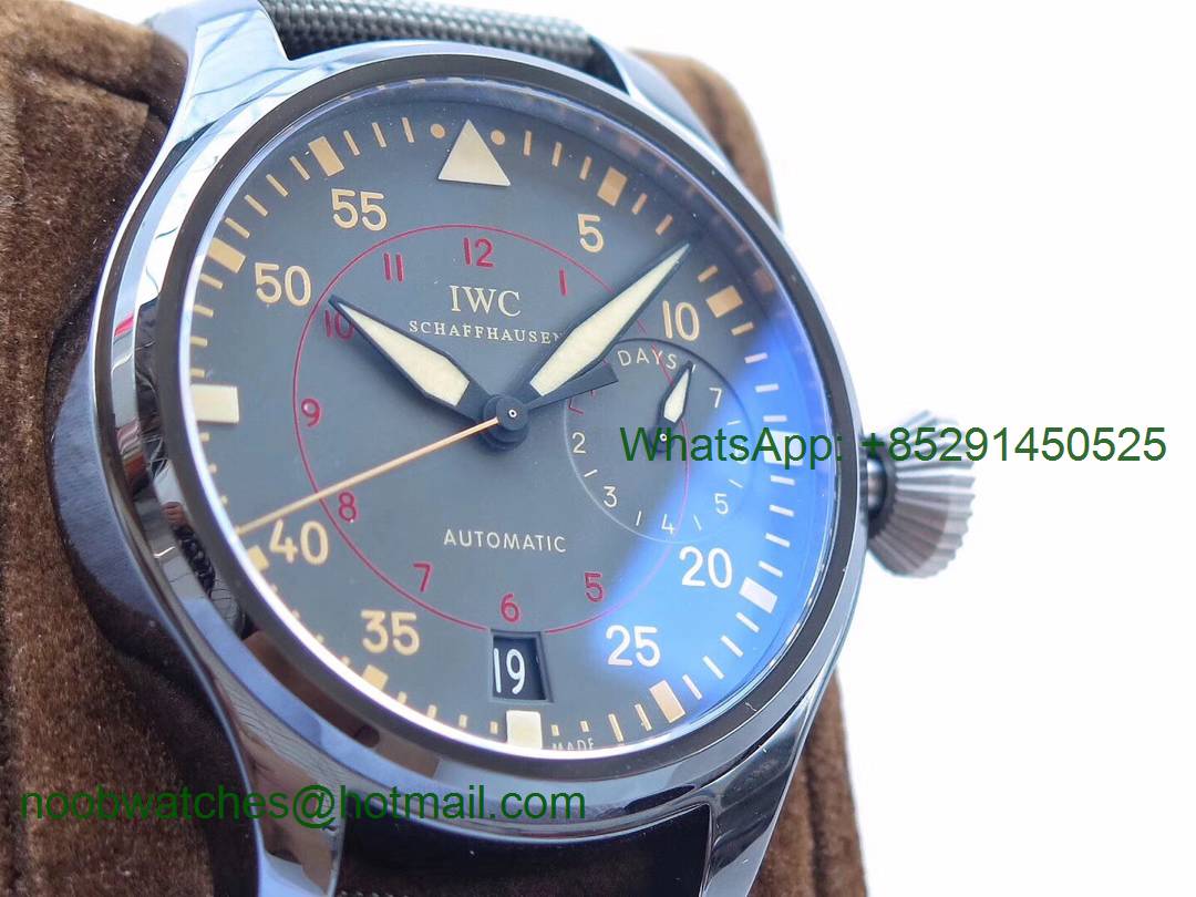 Replica IWC Big Pilot Real Power Reserve 48mm IW501902 Real Ceramic ZF 1:1 Best Edition on Green Nylon Strap A51111 V2