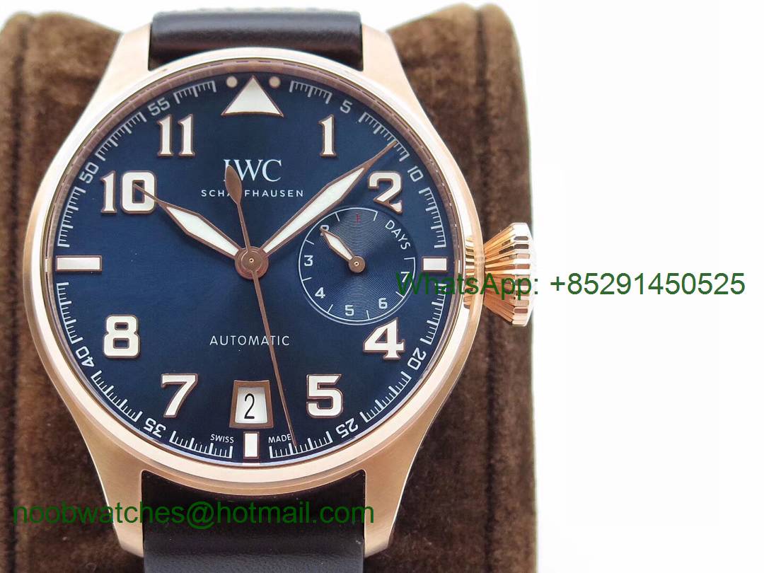 Replica IWC Big Pilot IW500909 Rose Gold Blue Dial ZF 1:1 Le Petit Prince Best Edition on Brown Leather Strap A521111