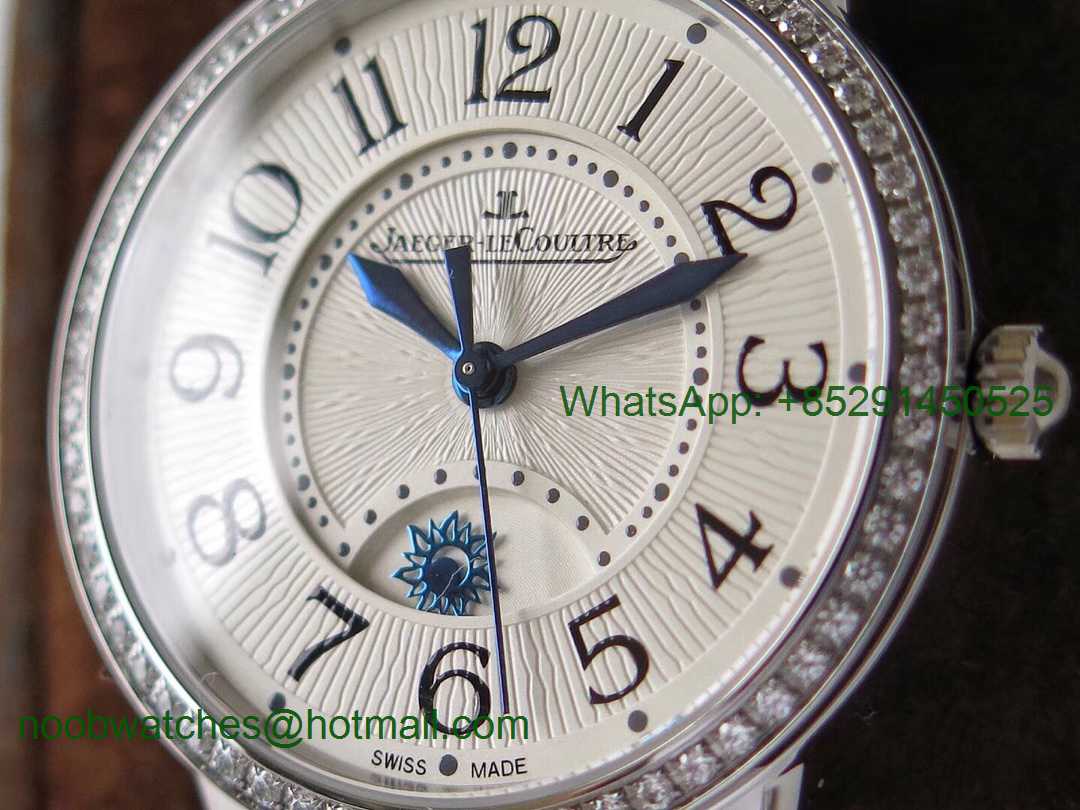Replica Jaeger Lecoultre JLC Master Ultra Thin Moonphase Ladies SS ZF 1:1 Best Edition White Texture Dial Diamond Bezel 