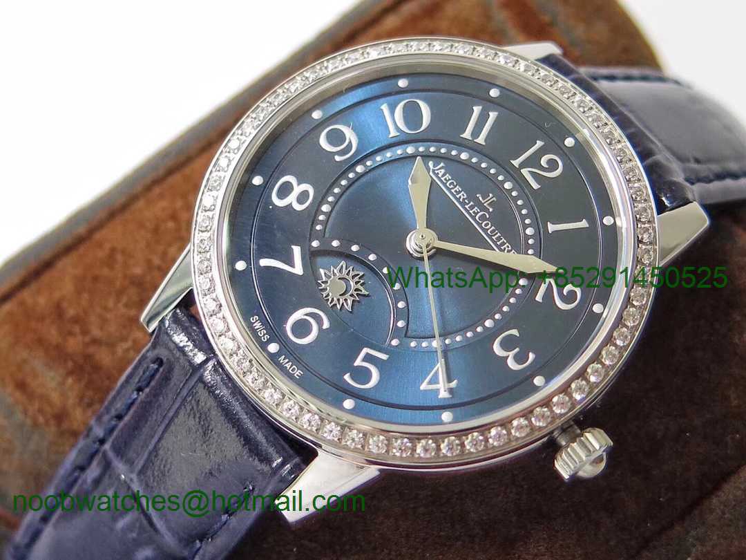 Replica Jaeger Lecoultre JLC Master Ultra Thin Moonphase Ladies SS ZF 1:1 Best Edition Blue Texture Dial Diamond Bezel A