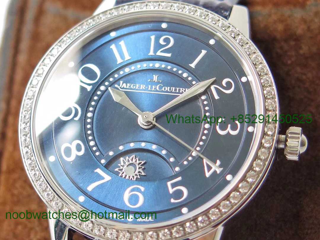 Replica Jaeger Lecoultre JLC Master Ultra Thin Moonphase Ladies SS ZF 1:1 Best Edition Blue Texture Dial Diamond Bezel A