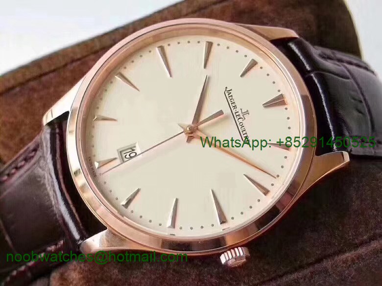Replica Jaeger Lecoultre JLC Master Ultra Thin Date 1282510 Rose Gold ZF 1:1 Best Edition Eggshell Beige Dial A899/1