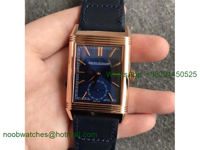 Replica Jaeger Lecoultre JLC Reverso Tribute Two Face Rose GOLD MGF 1:1 Best Edition Blue Dial Circle Sub Dial MG854A/2