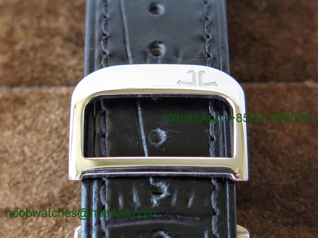 Replica Jaeger Lecoultre JLC Polaris Geographic TWA SS Black Textured Dial on Black Leather Strap A936