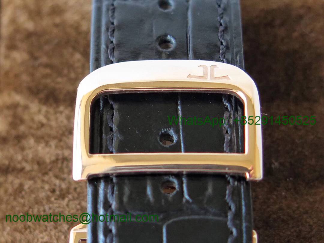 Replica Jaeger Lecoultre JLC Polaris Geographic TWA Rose Gold Blue Textured Dial on Black Leather Strap A936