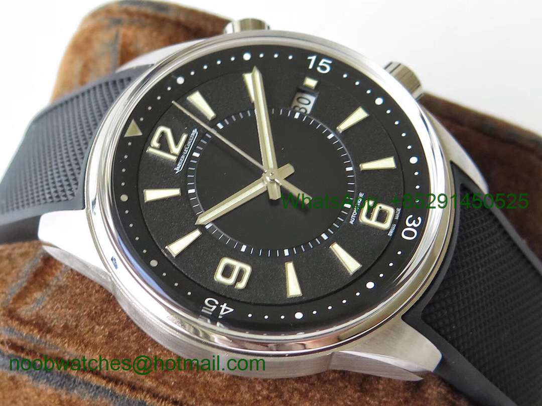 Replica Jaeger Lecoultre JLC Polaris Geographic SS ZF 1:1 Best Edtion Black Dial on Black Rubber Strap Miyota 9015