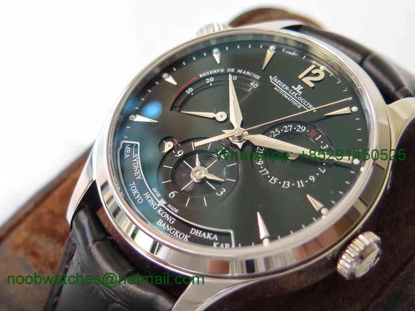 Replica Jaeger Lecoultre JLC Master Geographic Real Power Reserve SS ZF 1:1 Best Edition Black Dial A939