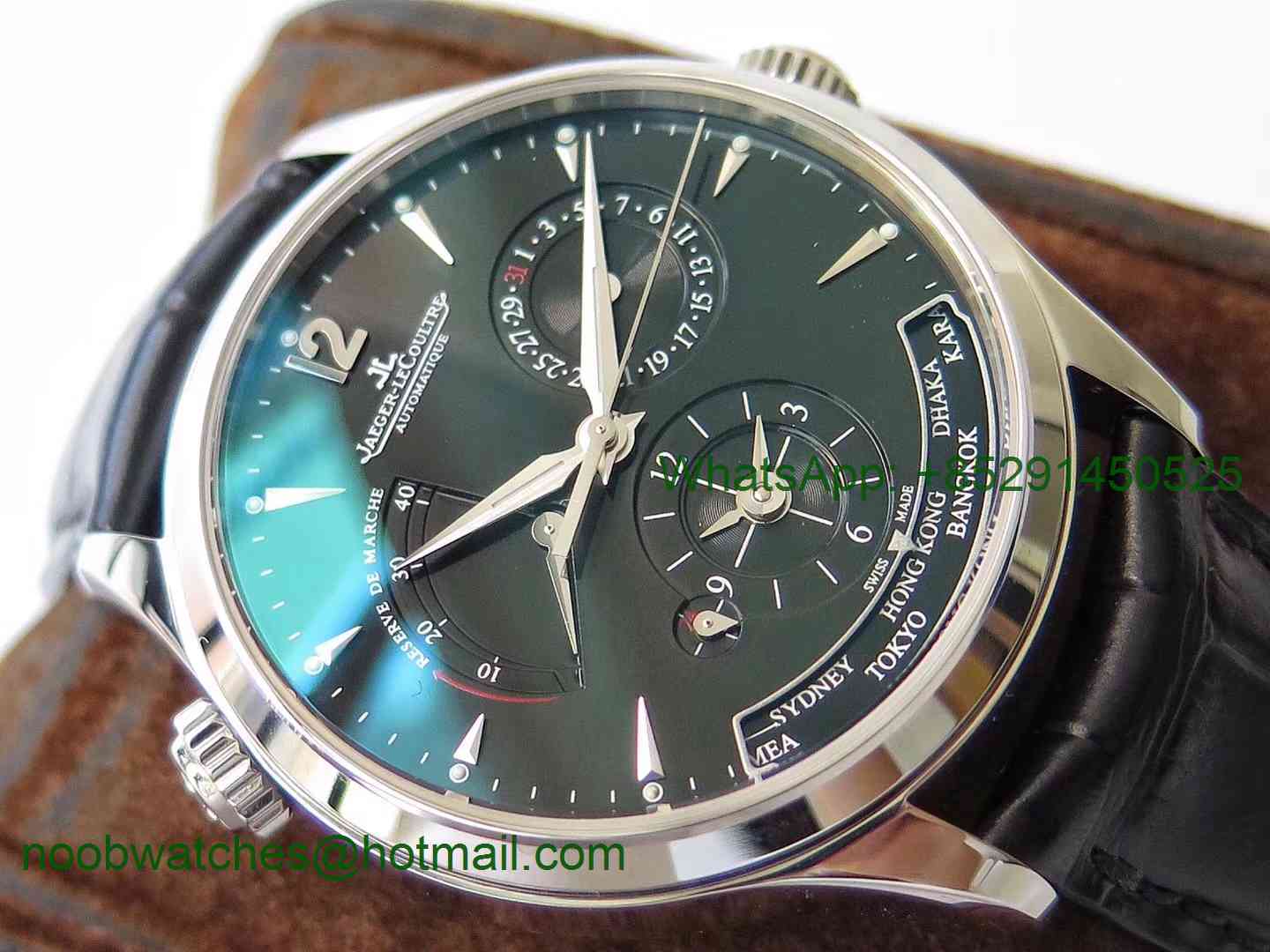 Replica Jaeger Lecoultre JLC Master Geographic Real Power Reserve SS ZF 1:1 Best Edition Black Dial A939