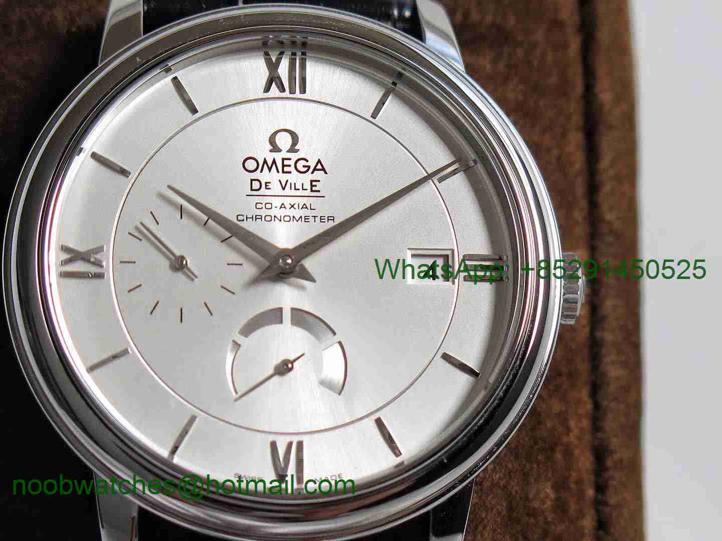 Replica OMEGA De Ville Prestige Real Power Reserve SS TWF 1:1 Best Edition Silver Dial on Black Leather Strap A2824