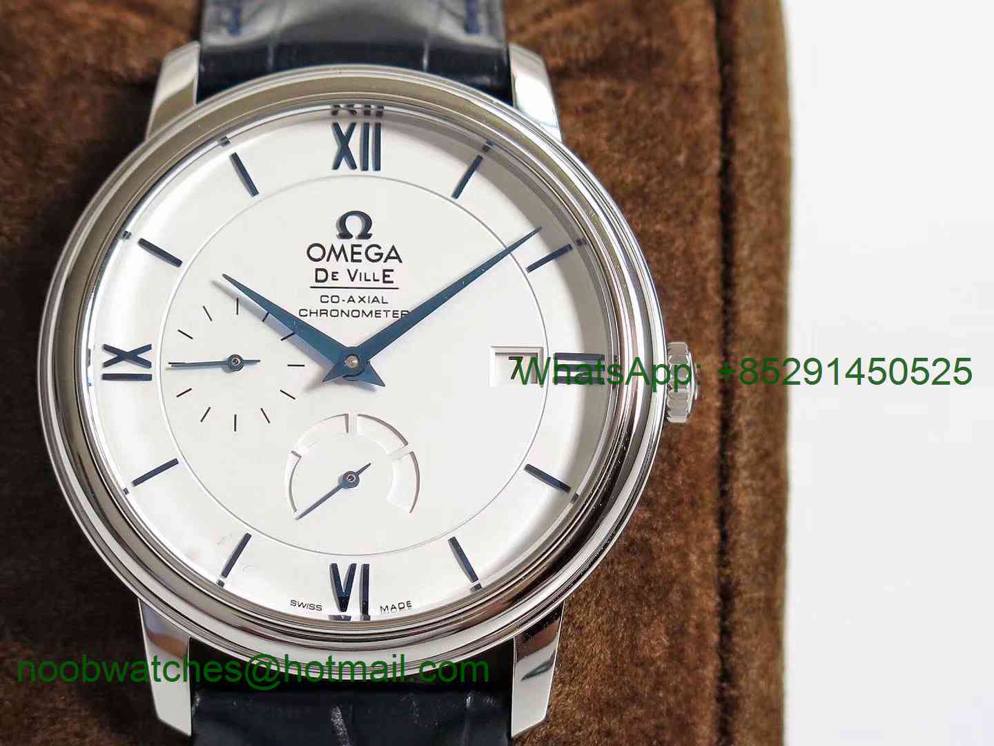 Replica OMEGA De Ville Prestige Real Power Reserve SS TWF 1:1 Best Edition Silver Dial Blue Markers on Black Leather Str