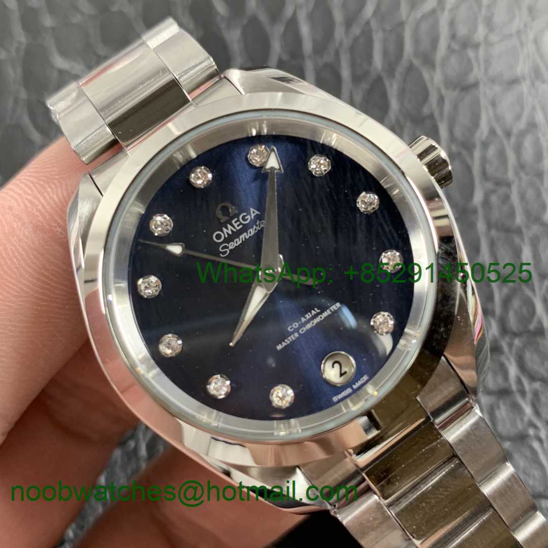 Replica OMEGA Aqua Terra 150M 34mm Ladies SS VSF 1:1 Best Edition Blue Dial Diamonds Markers on SS Bracelet A8800