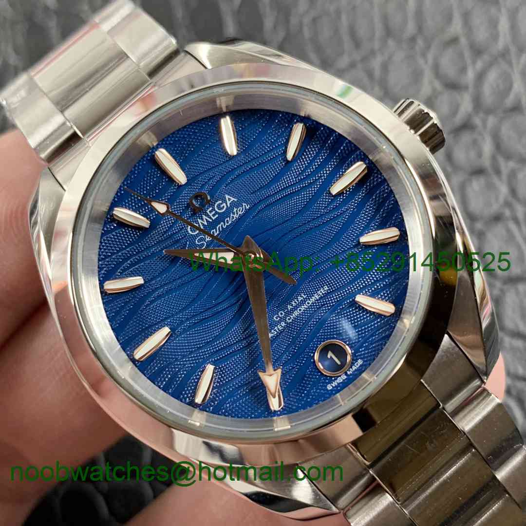Replica OMEGA Aqua Terra 150M 34mm Ladies SS VSF 1:1 Best Edition Blue Wave Dial on SS Bracelet A8800