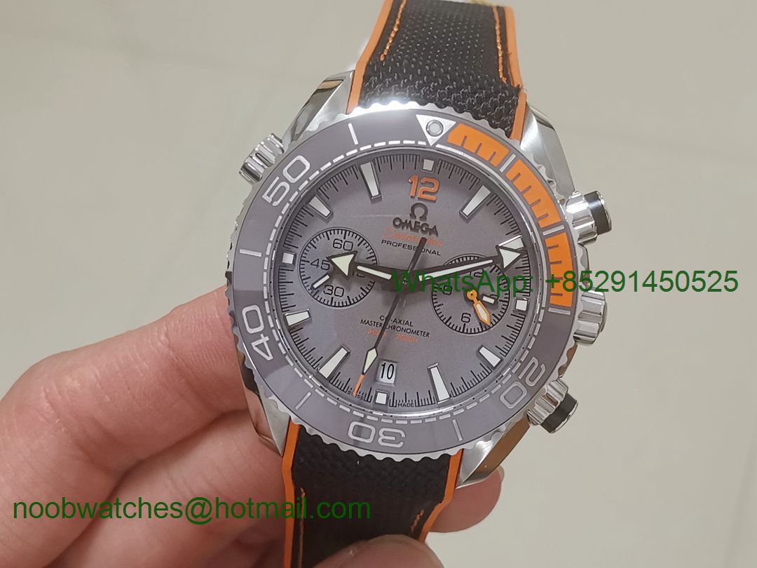 Replica OMEGA Planet Ocean Master Chronometer OMF  1:1 Best SS Gray Polished Bezel Gray Dial on Black NYLON Strap A9900 