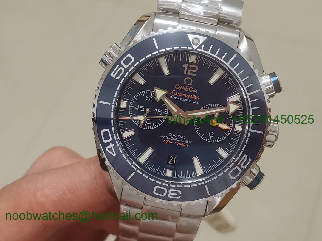 Replica OMEGA Planet Ocean Master Chronometer OMF 1:1 Best SS Blue Polished Bezel Blue Dial on SS Bracelet A9900 V3