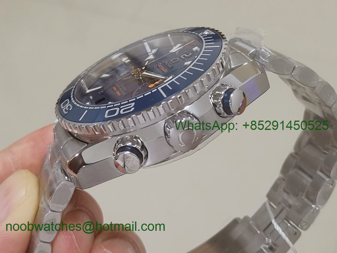 Replica OMEGA Planet Ocean Master Chronometer OMF 1:1 Best SS Blue Polished Bezel Blue Dial on SS Bracelet A9900 V3
