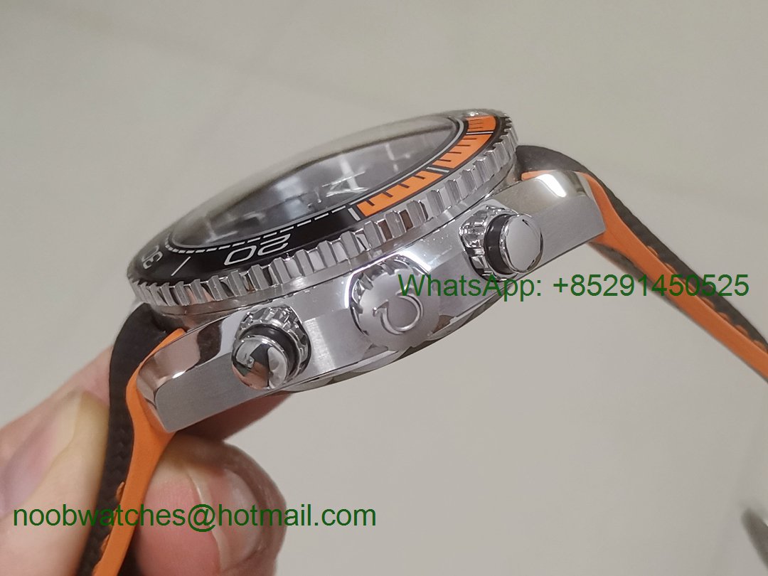 Replica OMEGA Planet Ocean Master Chronometer OMF 1:1 Best SS Black/Orange Polished Bezel Black Dial A9900 V3