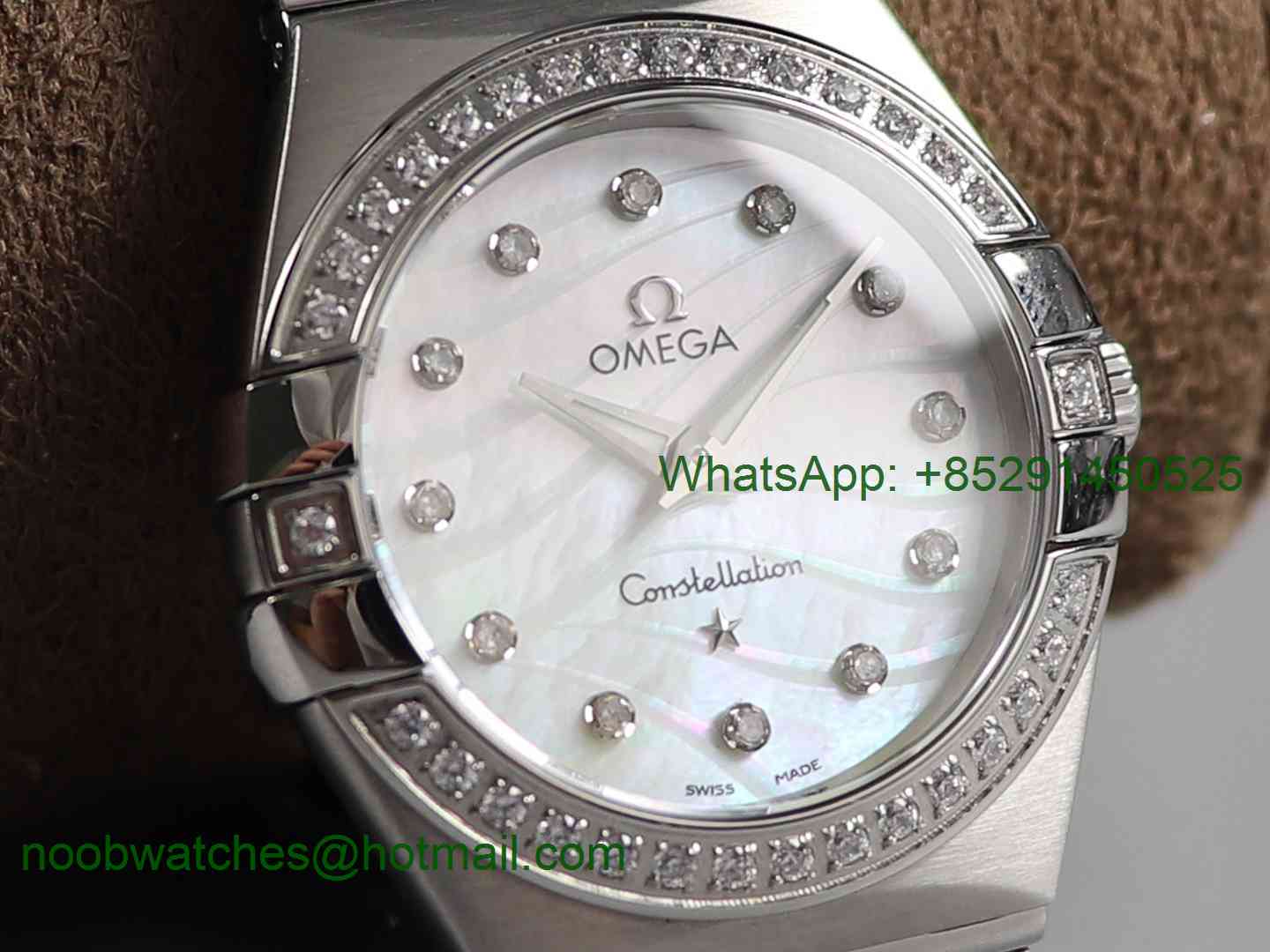 Replica OMEGA Constellation Ladies 27mm SS Diamond Bezel ETA Quartz 8848F 1:1 Best Edition
