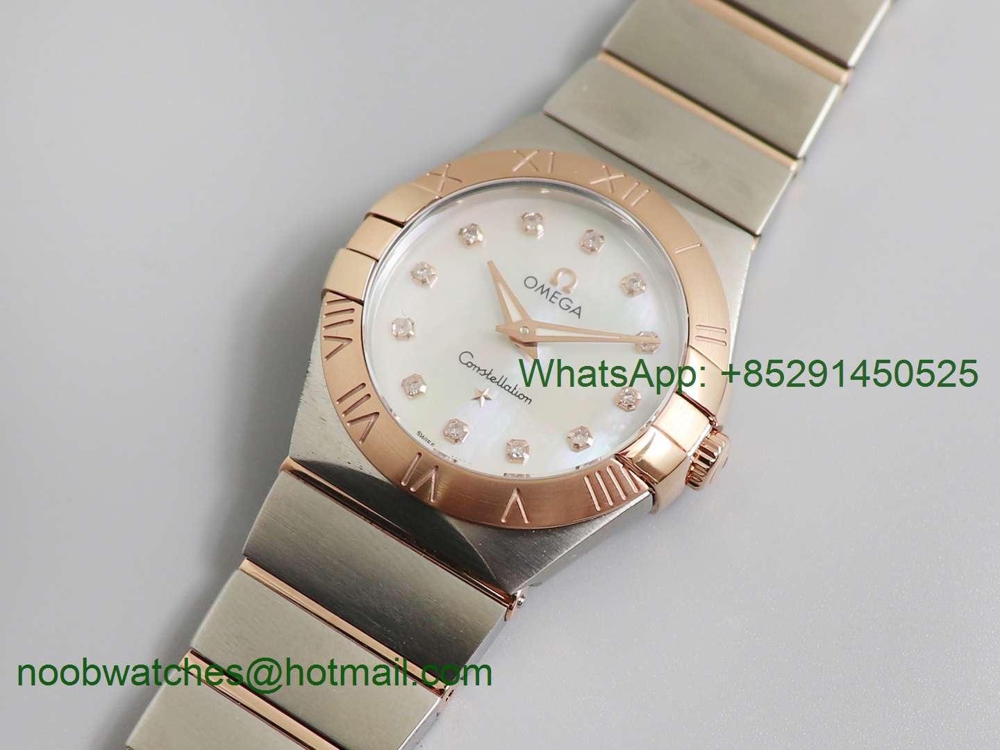 Replica OMEGA Constellation Ladies 27mm 2tone SS Rose Gold ETA Quartz 8848F 1:1 Best Edition